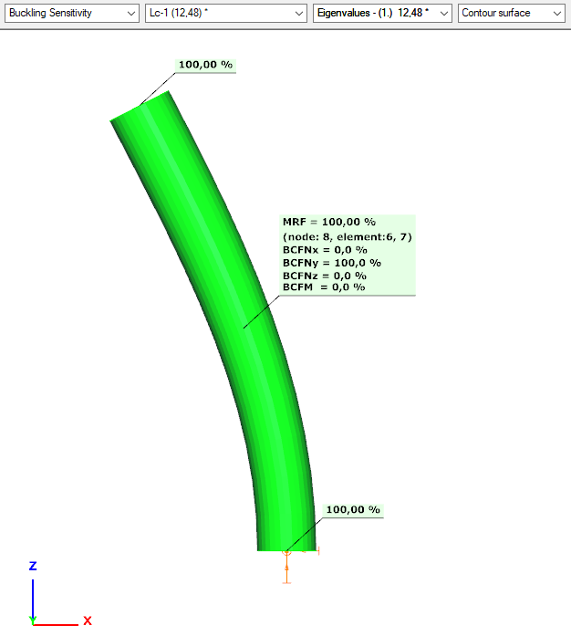 buckling sensitivity of a reinforced concrete column in Consteel