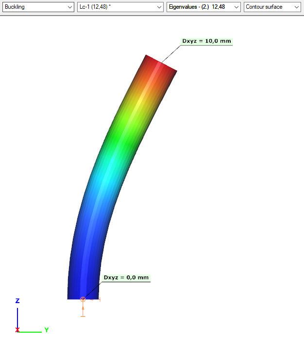 buckling analysis of a reinforced concrete column in Consteel - y direction